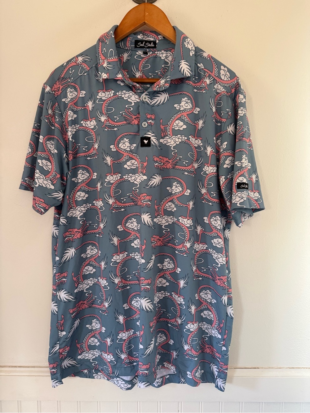 Bad Birdie Men’s Dragon Polo Golf Shirt Large